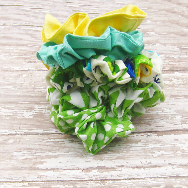 Set of 5 Green Scrunchies