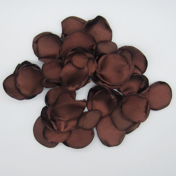 50 Brown Satin Flower Petals For Wedding Decor