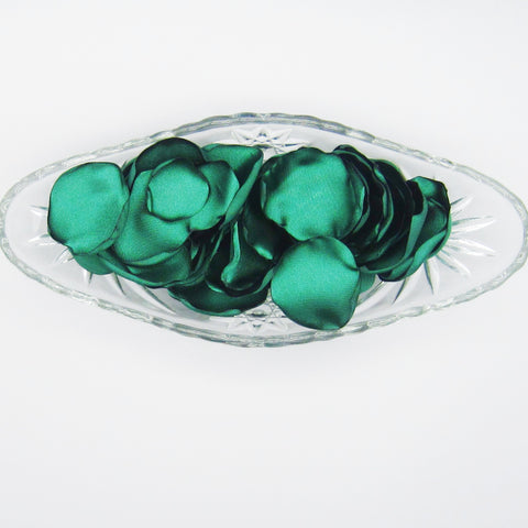 50 Dark Green Satin Flower Petals For Wedding Decor