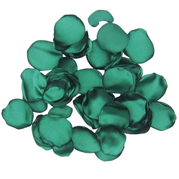 50 Dark Green Satin Flower Petals For Wedding Decor