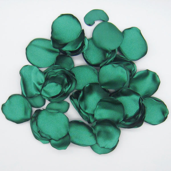 50 Dark Green Satin Flower Petals For Wedding Decor