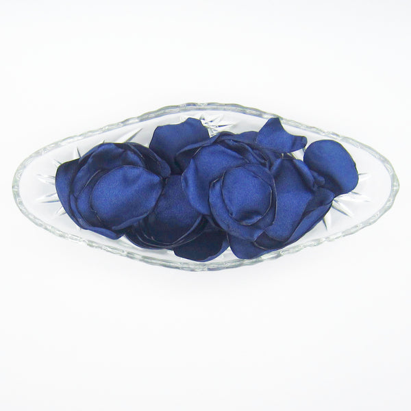50 Navy & Gold Satin Flower Petals For Wedding Decor