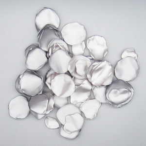 50 Silver Satin Flower Petals For Wedding Decor