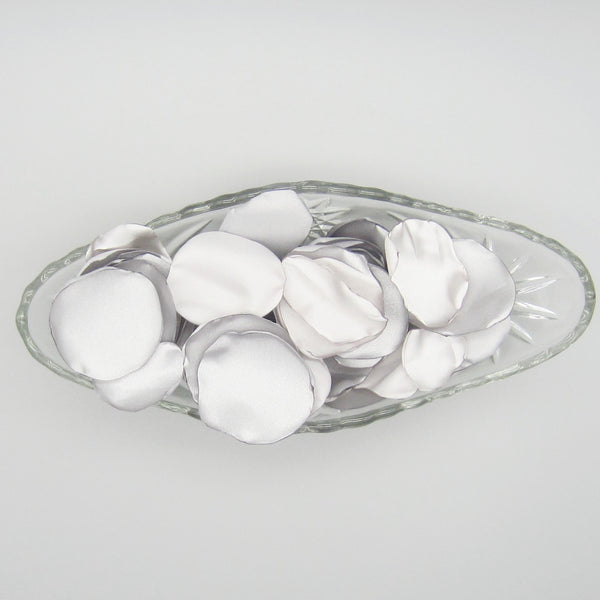 50 Silver Satin Flower Petals For Wedding Decor