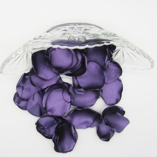 50 Eggplant Satin Flower Petals For Wedding Decor