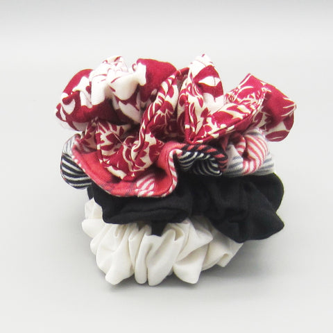 Set of 5 Black & Red Scrunchies
