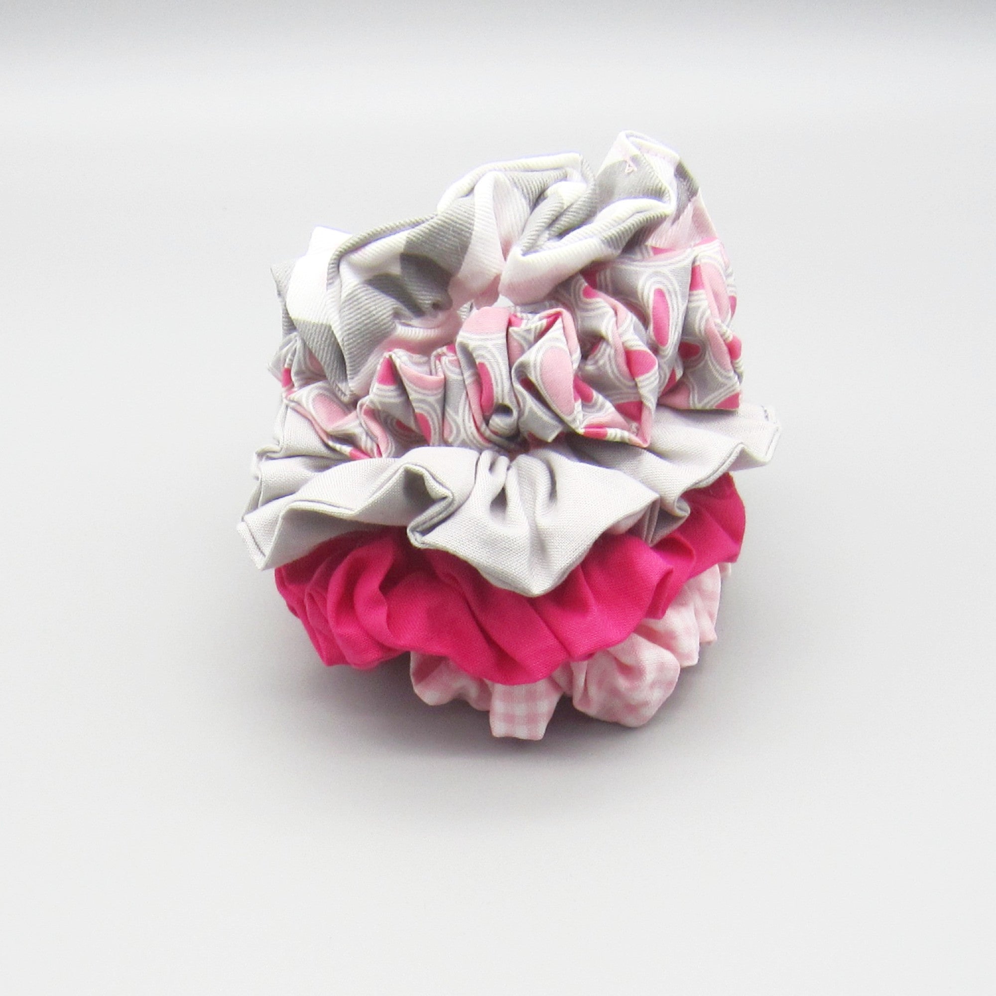 Set of 5 Pink & Grey Scrunchies