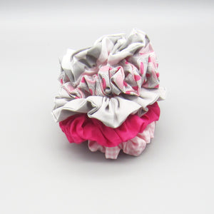 Set of 5 Pink & Grey Scrunchies