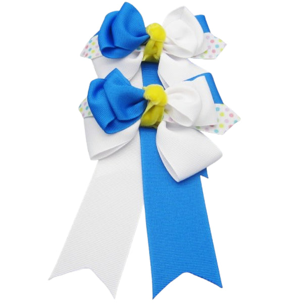 Royal Blue & White Equestrian Hair Bows-Available on a French Barrette or Hair Clip