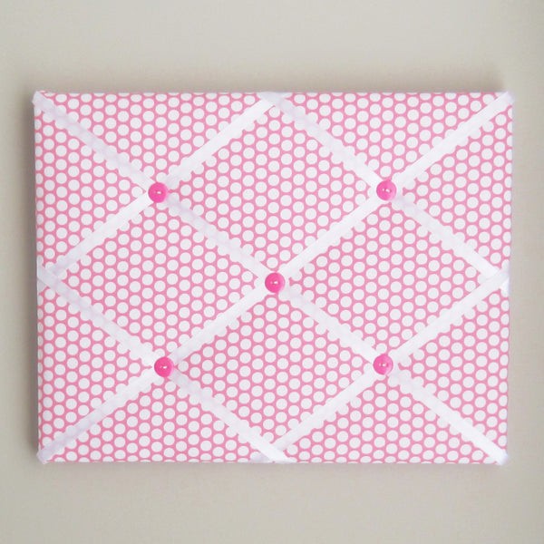 11"x14"  Memory Board or Bow Holder-Pink & White Polka Dot