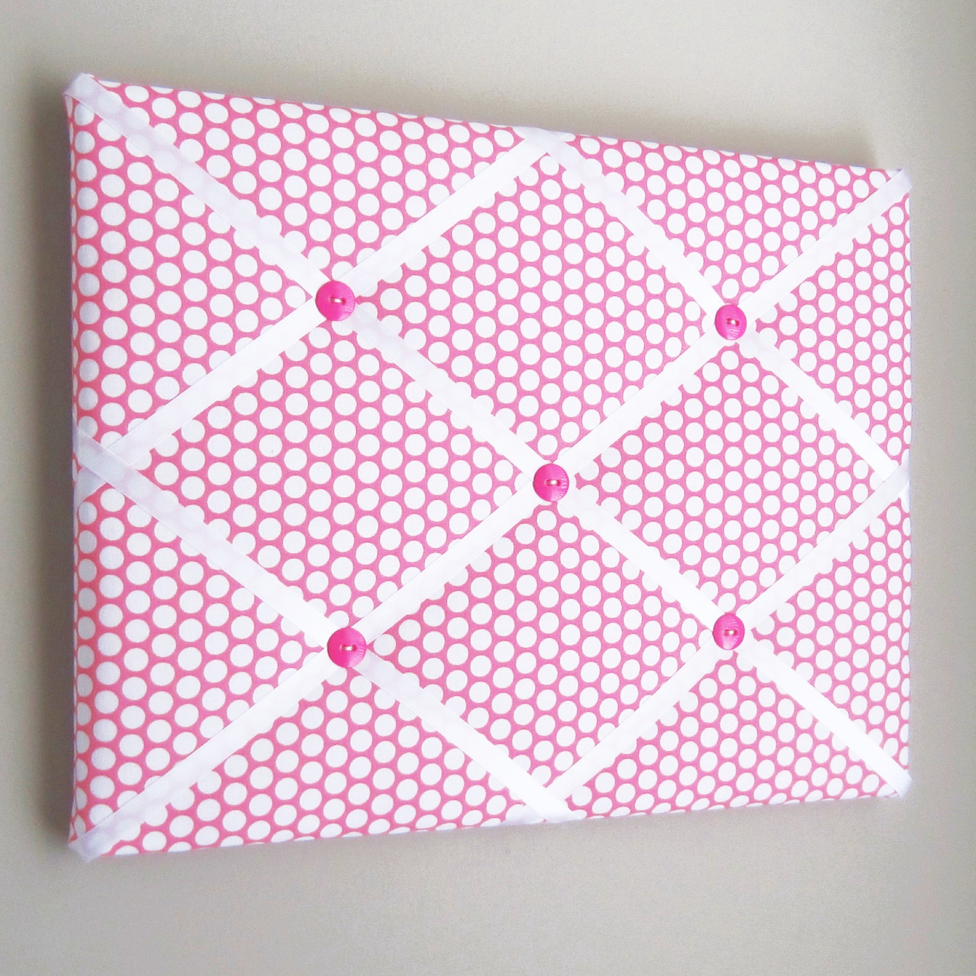 11"x14"  Memory Board or Bow Holder-Pink & White Polka Dot