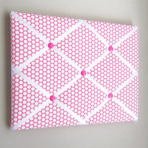 11"x14"  Memory Board or Bow Holder-Pink & White Polka Dot