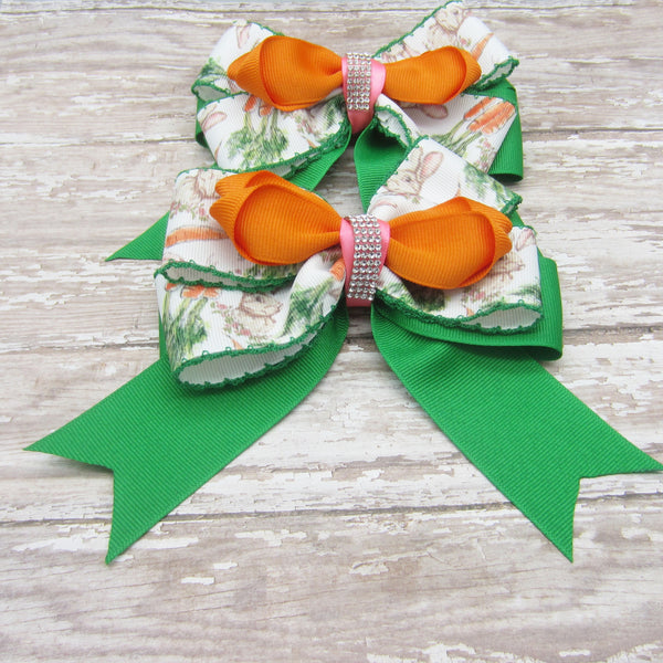 Bunny Patch Equestrian Hair Bows-Available on a French Barrette or Hair Clip