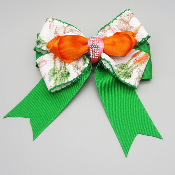 Bunny Patch Equestrian Hair Bows-Available on a French Barrette or Hair Clip