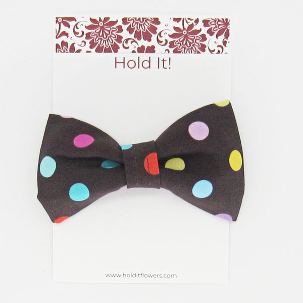 Brown Dottie Pet Bow Tie or Sailor Bow-4 Sizes Available