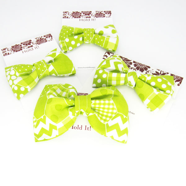 Lime Green Geometric Pet Bow Tie or Sailor Bow-4 Sizes Available
