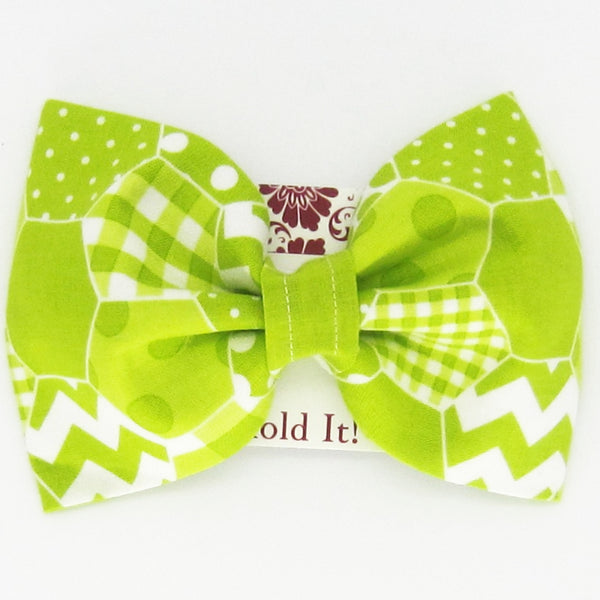 Lime Green Geometric Pet Bow Tie or Sailor Bow-4 Sizes Available