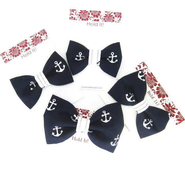 Navy & White Anchor Pet Bow Tie or Sailor Bow-4 Sizes Available