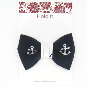 Navy & White Anchor Pet Bow Tie or Sailor Bow-4 Sizes Available