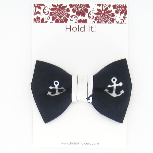 Navy & White Anchor Pet Bow Tie or Sailor Bow-4 Sizes Available