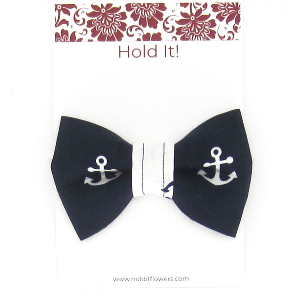 Navy & White Anchor Pet Bow Tie or Sailor Bow-4 Sizes Available