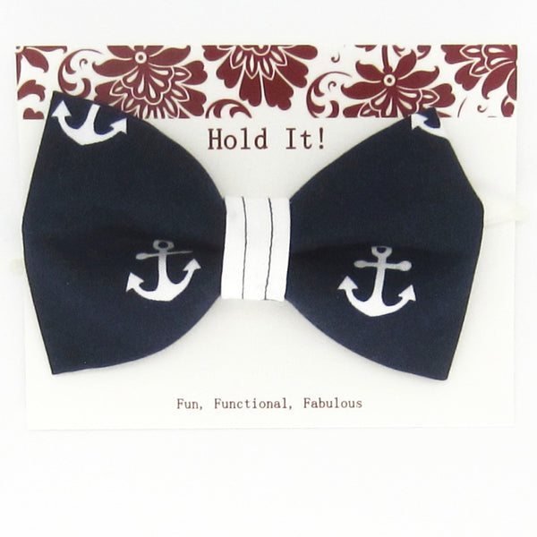 Navy & White Anchor Pet Bow Tie or Sailor Bow-4 Sizes Available