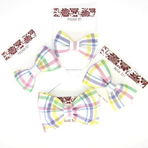 Pastel Plaid Pet Bow Tie or Sailor Bow-4 Sizes Available
