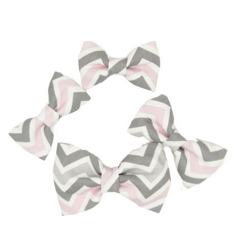 Pink & Grey Chevon Pet Bow Tie or Sailor Bow-4 Sizes Available