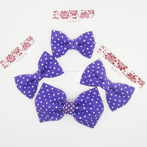 Purple Mini Polka Dot Pet Bow Tie or Sailor Bow-4 Sizes Available