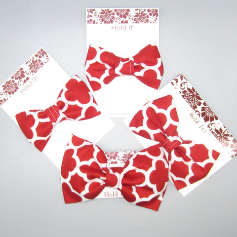 Red Quatrefoil Pet Bow Tie or Sailor Bow-4 Sizes Available