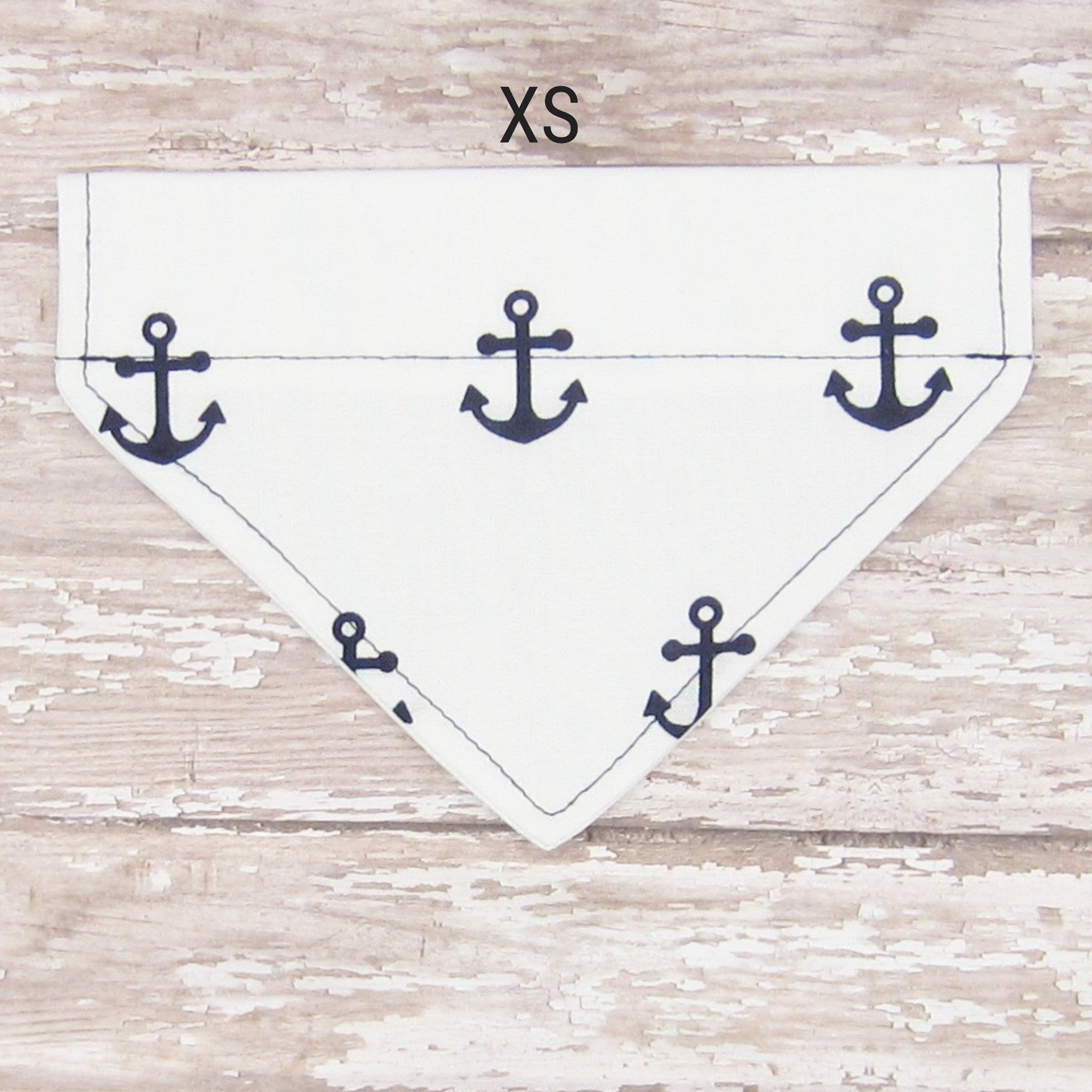 White & Navy Anchor Pet Bandana-4 Sizes Fits Over Collar