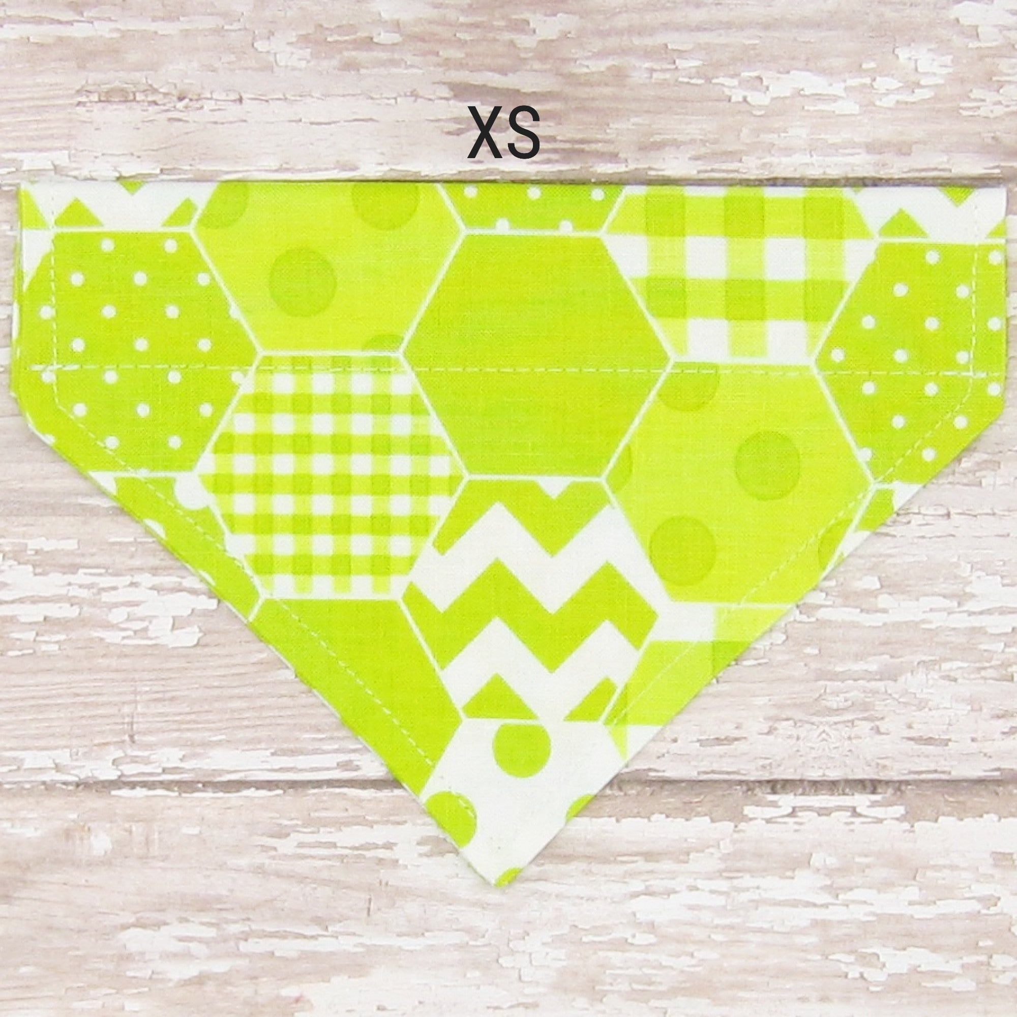 Lime Green Geometric Pet Bandana-4 Sizes Fits Over Collar