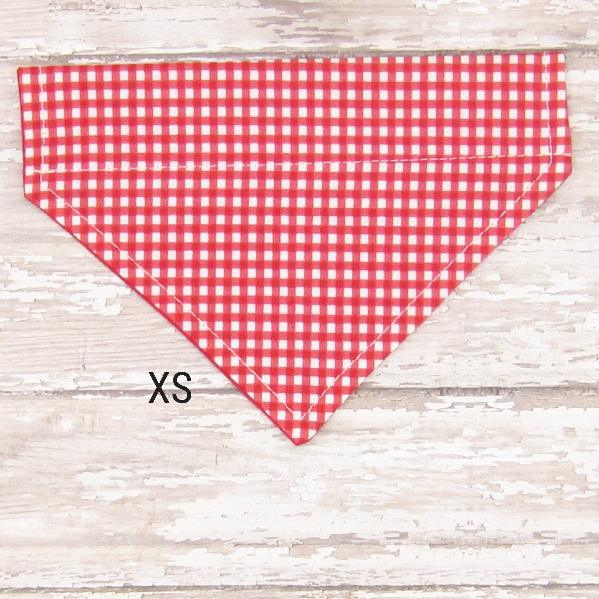 Red & White Gingham Pet Bandana-4 Sizes Fits Over Collar