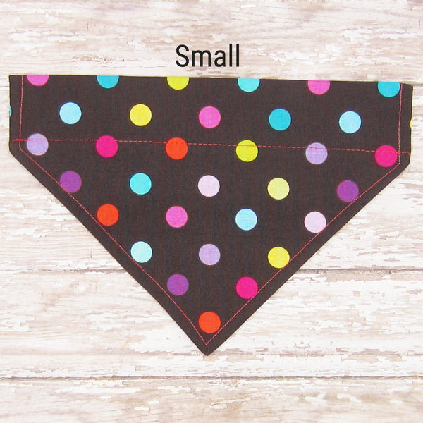 Brown Dottie Pet Bandana-4 Sizes Fits Over Collar