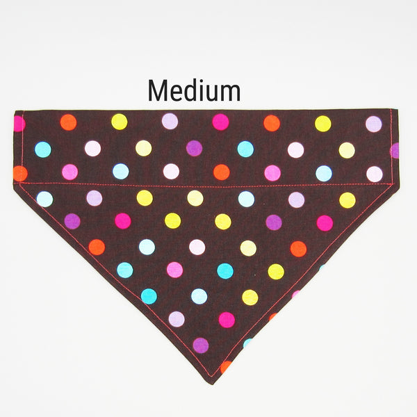 Brown Dottie Pet Bandana-4 Sizes Fits Over Collar