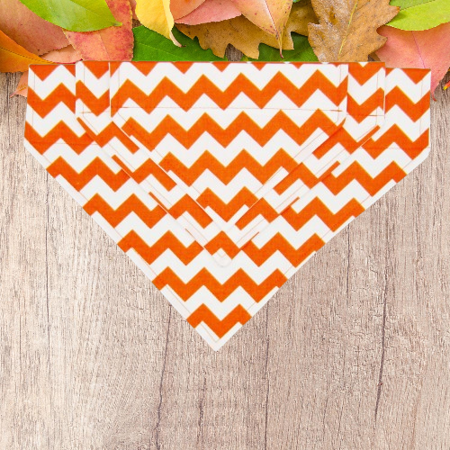 Orange & White Chevron Fall Pet Bandana- Fits Over Collar 4 Sizes Available
