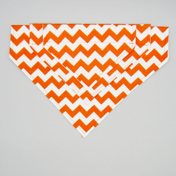 Orange & White Chevron Fall Pet Bandana- Fits Over Collar 4 Sizes Available