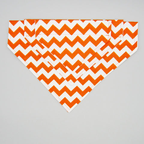 Orange & White Chevron Fall Pet Bandana- Fits Over Collar 4 Sizes Available