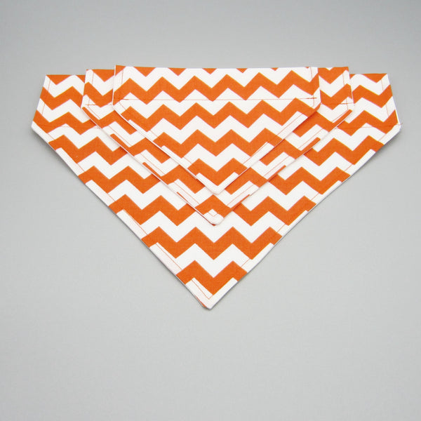 Orange & White Chevron Fall Pet Bandana- Fits Over Collar 4 Sizes Available
