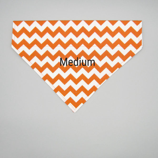 Orange & White Chevron Fall Pet Bandana- Fits Over Collar 4 Sizes Available