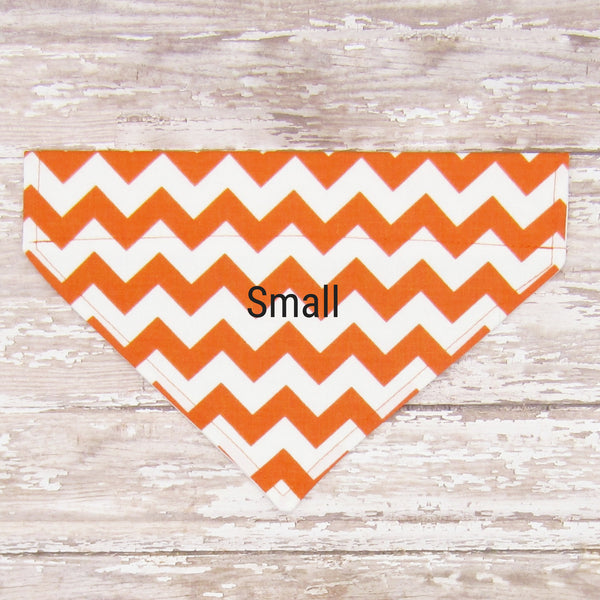 Orange & White Chevron Fall Pet Bandana- Fits Over Collar 4 Sizes Available