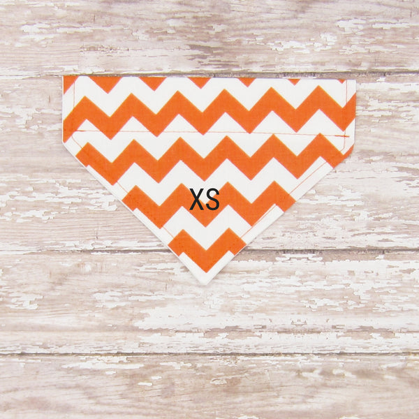 Orange & White Chevron Fall Pet Bandana- Fits Over Collar 4 Sizes Available