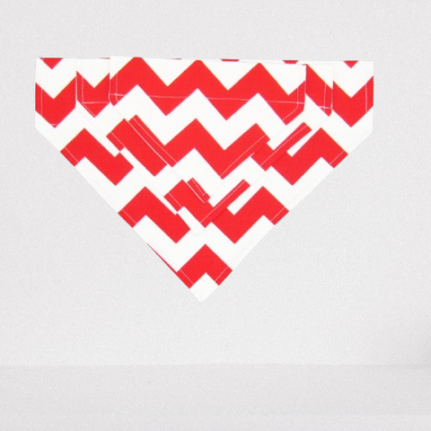 Red & White Chevron Fall Pet Bandana- Fits Over Collar 4 Sizes Available