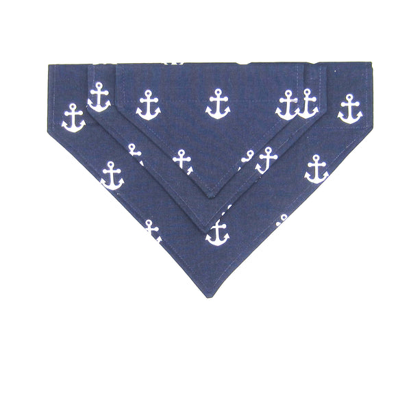 Navy & White Anchors Pet Bandana- Fits Over Collar 4 Sizes Available