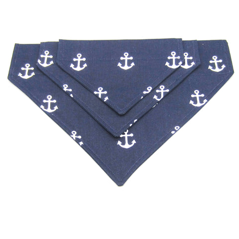 Navy & White Anchors Pet Bandana- Fits Over Collar 4 Sizes Available