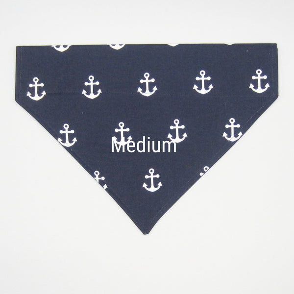 Navy & White Anchors Pet Bandana- Fits Over Collar 4 Sizes Available