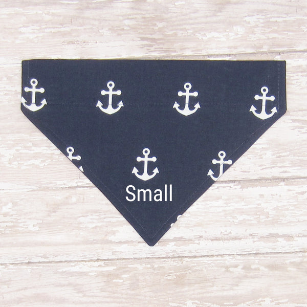 Navy & White Anchors Pet Bandana- Fits Over Collar 4 Sizes Available