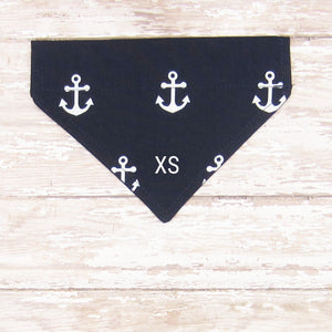 Navy & White Anchors Pet Bandana- Fits Over Collar 4 Sizes Available
