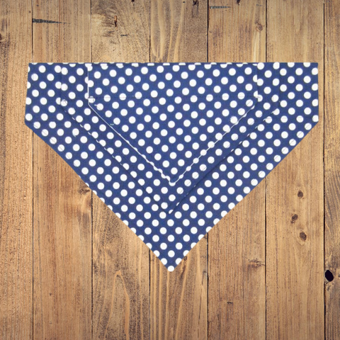 Navy & White Polka Dot Pet Bandana- Fits Over Collar 4 Sizes Available
