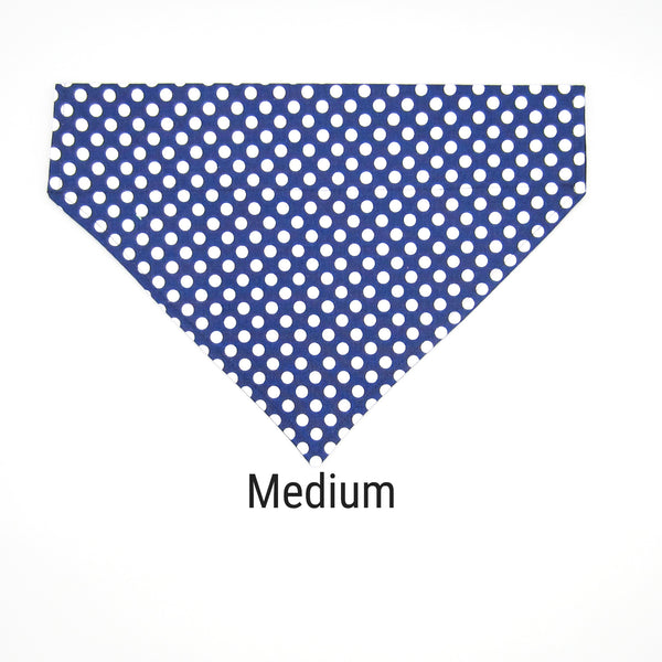 Navy & White Polka Dot Pet Bandana- Fits Over Collar 4 Sizes Available